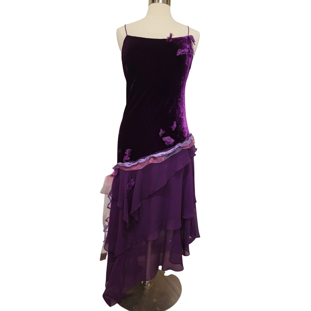 Vintage Robbie Bee Fairy Dress Purple Silk Blend Velvet Ribbon Y2K Formal size 6